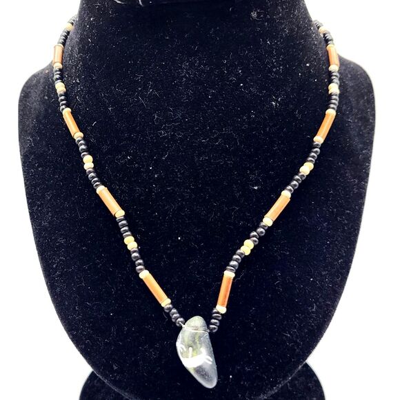 Lovely Handmade Gold and Brown Graduated Bead Necklace 19in - Picture 3 of 5